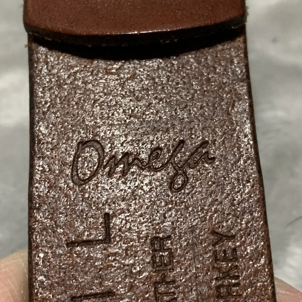 Vintage Omega Genuine Leather‎ Belt Large Brown Beaded & Stitched Made in Turkey
